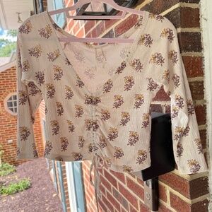 Anthropologie Sabrina Cinched Top size small neutral floral color